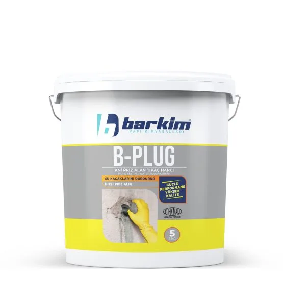 B Plug Şok Tıkaç Harcı 1 B Plug Şok Tıkaç Harcı, su sızıntılarına karşı geliştirilmiş, özel çimentolar, mineral doğalar ve kimyasal hammaddeler içeren, su geçirmezlik sağlayan bir onarım harcıdır.
